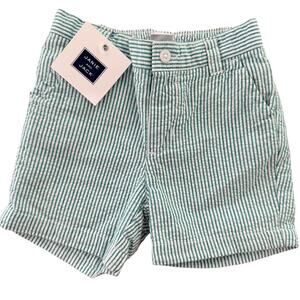 NWT Janie and Jack Baby Shorts 3–6 Months Green Striped Seersucker Cotton Summer